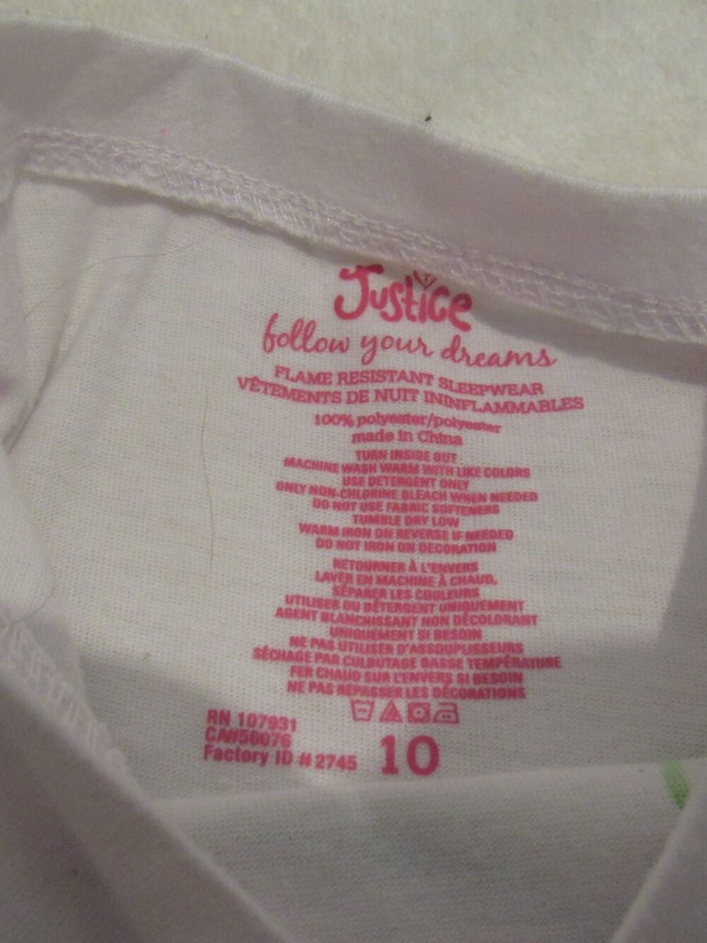 Justice 2 Piece Dog & Cat Pajamas Size 10 USED - Picture 4 of 10